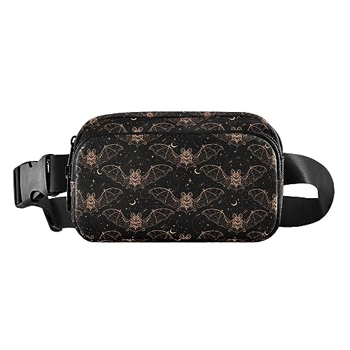JHKKU Women Men Fanny Packs Bats Moon Hiking Waist Pack