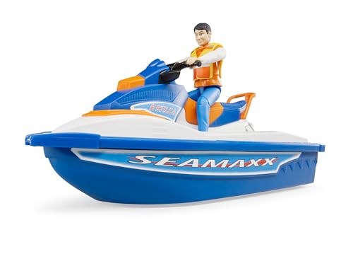 bruder 63150 - Personal Water Craft mit Fahrer - 1:16 Jetski Wasser-Fahrzeug Spielzeug Boot Mensch Mann Figur