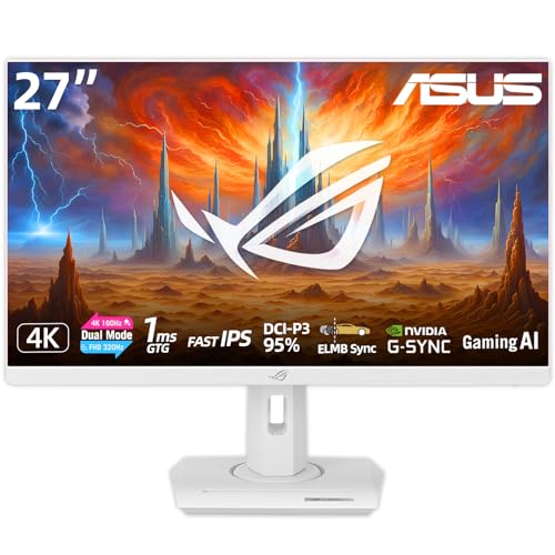 Image of ASUS ROG Strix 27 inch 4K UHD Gaming Monitor, Dual Mode (4K 160Hz or FHD 320Hz), 1ms GTG Fast IPS, DisplayHDR 400, USB-C, G-SYNC Compatible, AI-Powered Gaming Features, Tripod & VESA Mountable