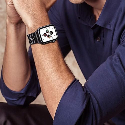 Compatible with Withings Smartwatch Bands, Lamshaw 18mm, 20mm Solid Stainless Steel Metal Band with Butterfly Folding Clasp Link Bracelet Compatible with Withings ScanWatch 2 38mm, 42mm/Scanwatch Nova 42mm, ScanWatch Nova Brilliant 39mm, Horizon, 42mm/Steel HR 40mm/Steel HR Sport/ScanWatch 38mm/ScanWatch 2 /ScanWatch Light/Steel HR 36mm/Move/Move ECG/Steel (Black, 20mm size band) by Lamshaw - Image 3