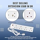 Wolf Power Extension Lead, 4 Gang, 2 Metre Extension Cable with UK 3 Pin Plug & Socket, Wall Mountable Power Strip for Home, Office & Appliances (White, 1 Pack) - Image 4