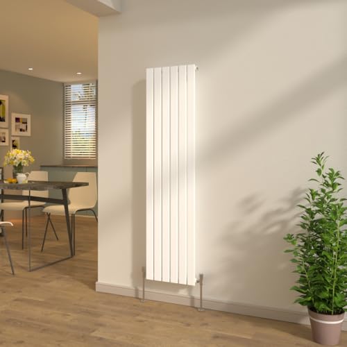 NRG Vertical Designer Radiator 1600x408mm Gloss White Tall Upright Flat Panel Single Column Central Heating + Free Angled Valves