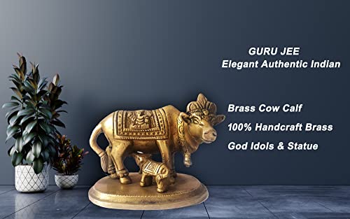 Guru Jee™ Brass Decor Holy Cow Calf Statue Nandi Murti Kamadhenu Idol Religious Gifts Showpiece For Home Mandir Temple Pooja #TOP7