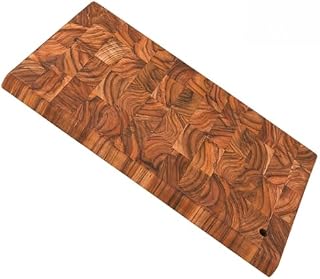 Tábua de Corte Madeira Teca Invertida, Resistente para Carne, Churrasco, Frios e Petisqueira, Cozinha Rústica, Superfície Sem Marcas de Faca (1 Tábua)