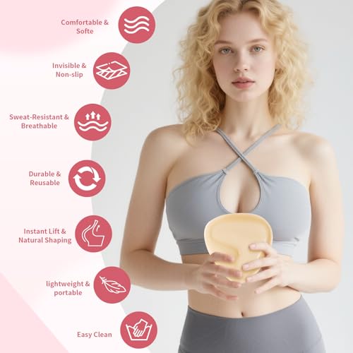 Image of Invisible Sticky Bra Push Up, Double Sided Sticky Bra, Reusable Adhesive Bra Inserts for Women Bikini Wedding Dress