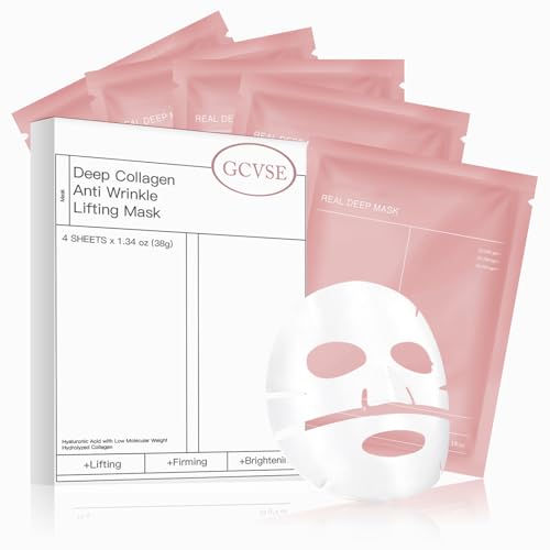 4-Pack Collagen Overnight Hydrogel Mask, Deep Hydration Face Mask for Dry Skin, Pore Minimising & Skin Firming