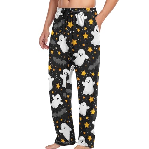 Cute Ghost Boo Pajama Pants Holiday Spider Web Lounge Sleepwear PJs Men's Pajama Bottoms Casual Lightweight Sleep Pants XL4