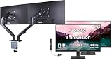 Lenovo ThinkVision 24' FHD IPS Monitor w/ 4ms Response Time, 100 Hz Refresh Rate, VESA Mount (100mm), Flicker Free, HDMI, Black 2 Pack w/DKZ Hub & ErgoFlexy Dual Mount Arm