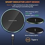 Wireless Charger Compatible with iPhone 16 15 14 13 12 11 Pro Max/Mini/Plus/XR/X/8, 15W Max Fast Wireless Charging Pad Mat for Samsung Galaxy S23/S22/S21/S20/S10, Galaxy Buds - Image 4