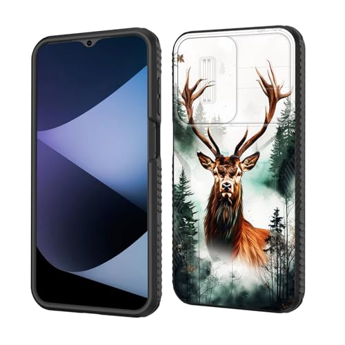 wiaekosef for Galaxy A15 5G Case Built in Slide Camera Lens Cover,Heavy Duty Shockproof Protection Dual Layer Case for Samsung Galaxy A15 5G 6.5 inch 2024,Forest Deer