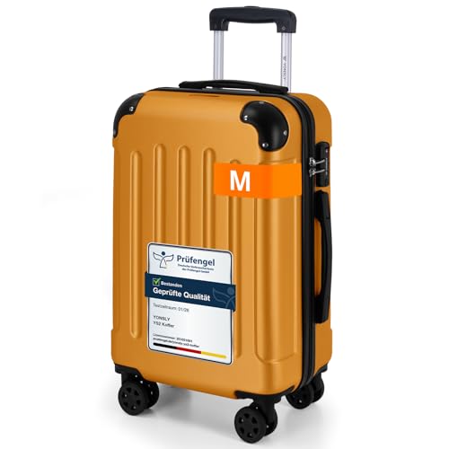 YONSLY Gepäck Reisekoffer, Trolley Rollkoffer Handgepäck, Hartschalenreisekoffer mit 360° Lenkrollen, Zahlenschloss, Mehrstufiger Teleskopgriff
