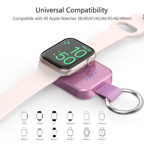 Portable Charger for Apple Watch,Wireless Magnetic iWatch Charger Fast Charging Keychain Travel Accessories 1000mAh Power Bank Smart Watch Chargers for Apple Watch 11/10/9/8/7/6/SE/5/4/3/Ultra 3 2 by i.VALUX - Image 3