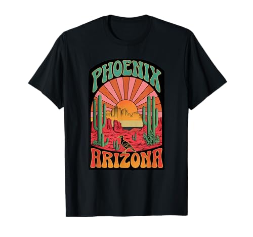 Vintage Phoenix Arizona Skyline Cityscape Retro Style T-Shirt