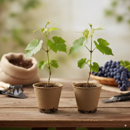 Southern Home Grape Vines – Pack of 2 Live Starter Plants (5–9 Inches Tall) – Muscadine Hybrid, Fast-Growing, Cold-Hardy
