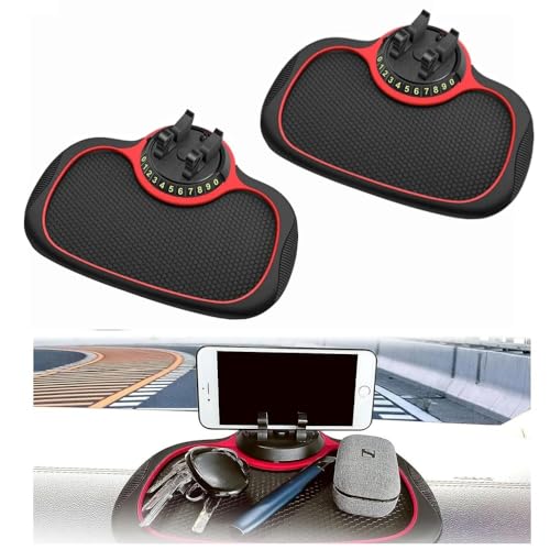 Image of Multifunction Car Anti-Slip Mat Auto Phone Holder, Car Phone Mount Silicone Car Pad Mat, Universal Multifunction Car Dashboard Mat with Phone Holder in Car, for Phones, Keys, Gadgets (2 PCS)