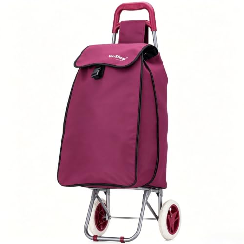 86L Expandable Lightweight Folding Shopping Trolley (Maroon), 2-Wheel