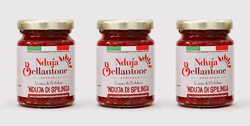 Nduja from Spilinga, Calabria, Italy. Spicy spreadable Sausage, 90g Each (Pack of 3)