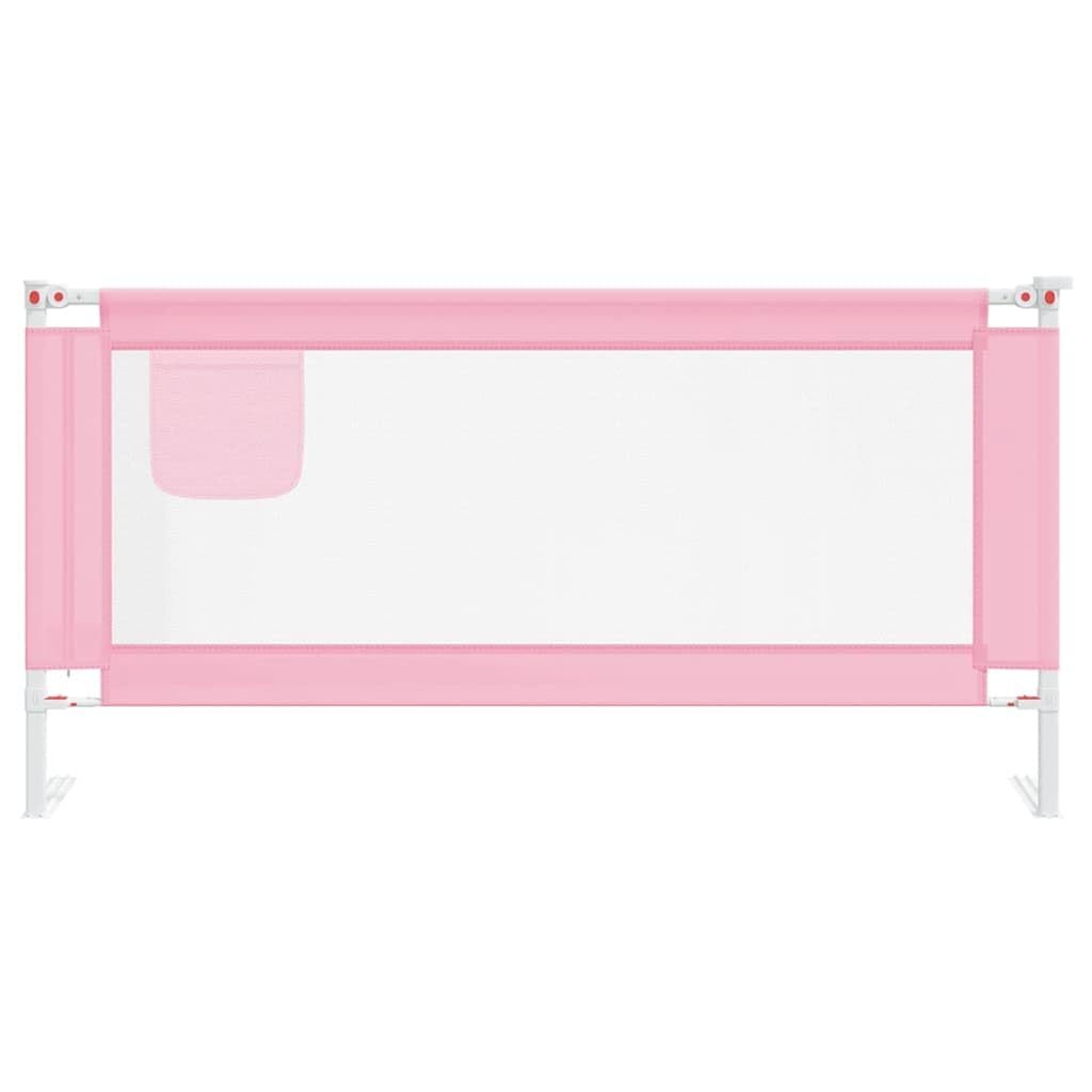 Kleinkind-Bettschutzgitter Rosa 180x25 cm Stoff mit höhenverstellbarem Rausfallschutz für Kinderbett, Bettbarriere, Seitenschutz und Babysicherheit im Schlafzimmer
