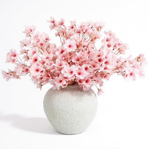Image of TYL&TYS 8PCS Artificial Cherry Blossom Flowers, 16 Inch Pink Faux Sakura Stems, Silk Flower Branches for Vase, Wedding Table Centrepiece, Home Decor, Spring Arrangement