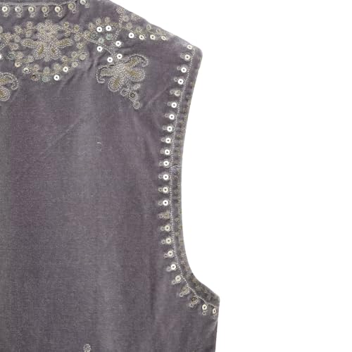Image of Women Vintage Floral Embroidered Vest Y2K Sleeveless Open Front Cardigan Boho Linen Cropped Waistcoat