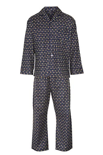 Image of JASON JONES KENTEX MEN'S TRADITIONAL WARM FLANNEL PYJAMA SET THERMAL 100% COTTON napped flannelette M L XL XXL 3XL 4XL 5XL (3X-LARGE, NAVY BLUE 3184)