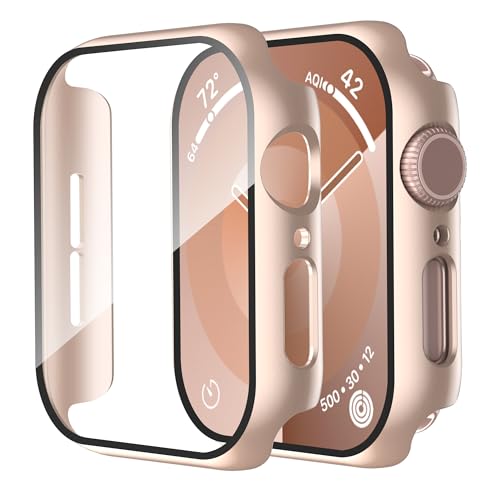 Smiling 2 Pack Case for Apple Watch SE 3 (2025)/SE 2/Series 6/5/4 40mm - Rose Gold & Transparent, Hard PC - 2