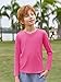 Haloumoning Boys Long Sleeve Shirts Dry Fit Athletic T Shirts for Teens Kids V-Neck Comfy Tops Tees 5-14 Years Bright Pink
