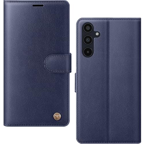 AIMOYU for Samsung Galaxy A35 5G Case, Flip Wallet Leather Phone Case with [4 Card Slots] [Kickstand] [RFID Blocking] Magnetic Protective Shockproof Cover for Samsung A35 Phone Case - Blue