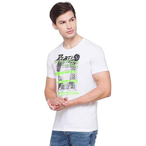 Image of Spykar Printed Blended Slim Fit Mens T-Shirt (A21MKT02BA033WH-P)