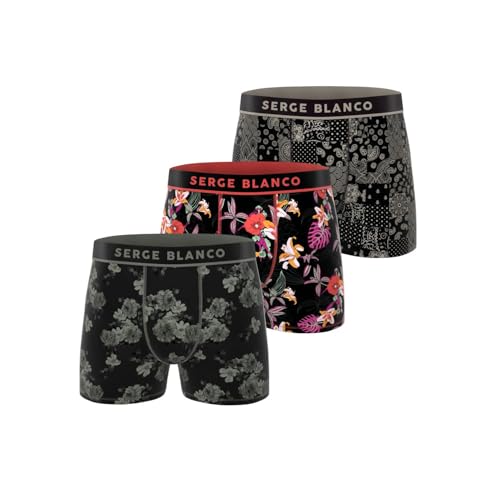Serge Blanco Boxer Homme, Caleçon Homme Respirant & Ultra-Doux (Lot de 3), Gris Taille XL