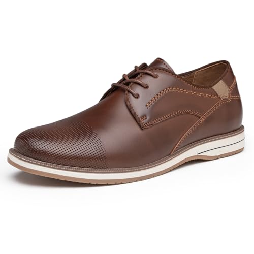 Marcport Marcport Boys Casual Dress Shoes - Brown PU Leather Oxfords for Toddlers and Kids with TPR Sole