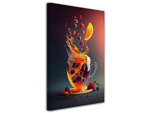 DECLINA, Tableau en Toile - Thé Fruité - Décoration Murale Colorée pour Cuisine ou Salle à Manger - Made in France