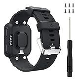 ACTECH Bracelet Compatible avec Garmin Forerunner 35, 30   Bracelet de Remplacement en Silicone Noir (145 205mm)