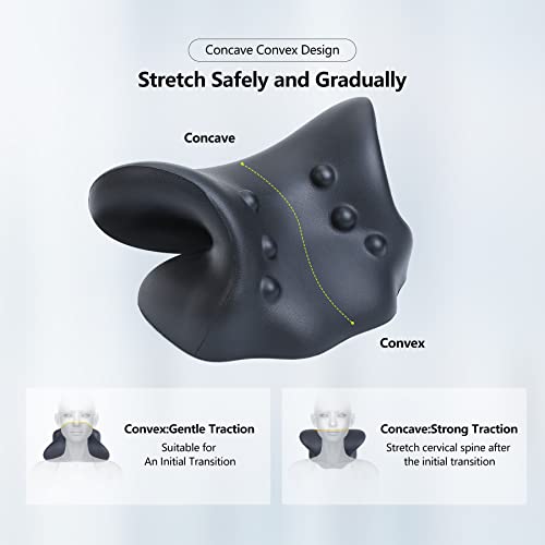 Neck Stretcher For Neck Pain Relief, Neck And Shoulder Relaxer Cervical Traction Device Pillow For Muscle Relax And Tmj Pain Relief, Cervical Spine Alignment Chiropractic Pillow (Black, Large) #TOP5