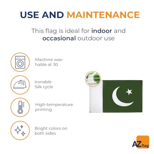 Image of AZ FLAG - Pakistan Flag - Large 5x8 Ft - 100D Polyester Pakistani Big Banner with Two Metal Grommets - Fade Resistant - Vivid Colors - 5' x 8' Feet - 250x150 Cm