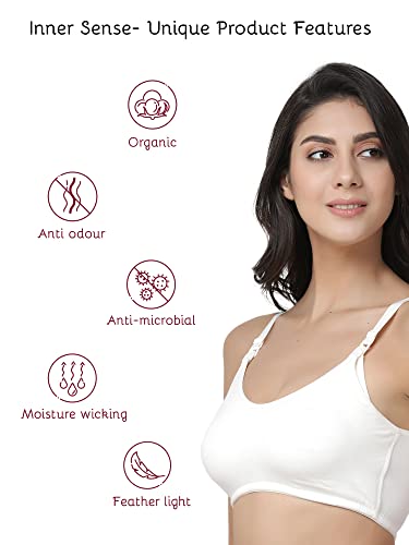 Image of Inner Sense Organic Cotton Bamboo Nursing Bra for Women I Non Padded Feeding Bra with Keyhole Back and Wire Free I Maternity Innerwear with Full Coverage (Combo Pack)
