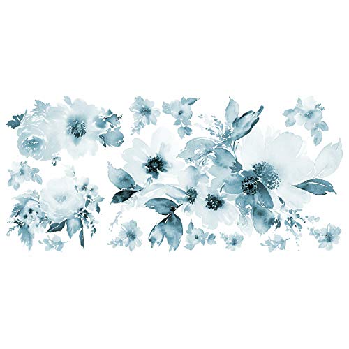 RoomMates RMK4708GM Watercolor Floral Peel and Stick Wall Decals, Blue by RoomMates - Used condition - Image 2