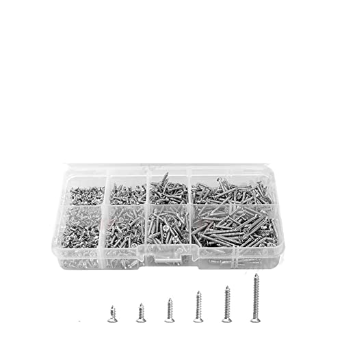 GSGC Juego Surtido de Tornillos autorroscantes de Cabeza Plana Cruzada M2 de 400 Uds., Juegos de Tornillos de Rosca de Madera for Clavos, Cabeza avellanada DIY, pequeños Tornillos