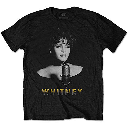 Image of Whitney Houston Black & White Photo Official Tee T-Shirt Mens Unisex (Medium)