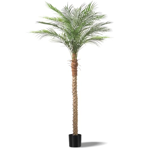 Artificial Phoenix Palm Tree 7ft Tall – Fake Large Tropical Tree with 15 Adjustable Leaves, Outdoor Indoor Faux Sago Palm Plant for Living Room Patio Poolside Yard Decor