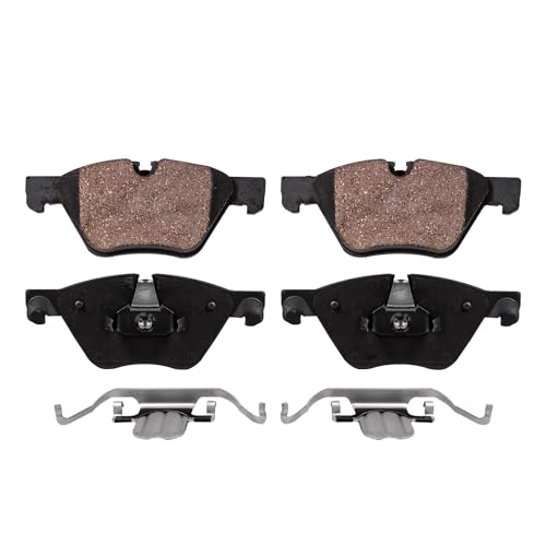 Image of Detroit Axle - Front Brake Pads for 11-16 BMW 528i, 12-16 528i xDrive, Ceramic Brake Pads w /Hardware 2011 2012 2013 2014 2015 2016 Replacement
