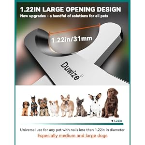 Dog & Cat Nail Clippers - All steel material, 1.22-inch large opening, Built-in Spring, No Hair Pinch, for Medium to Large Dogs and Cats, Free Nail File - Professional Grooming Tool for Pets