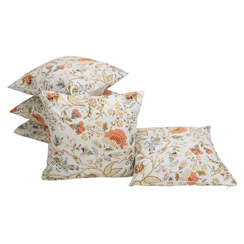 Image of Clasiko Cotton Cushion Covers Set of 5; 24x24 Inches; Floral Fantasy