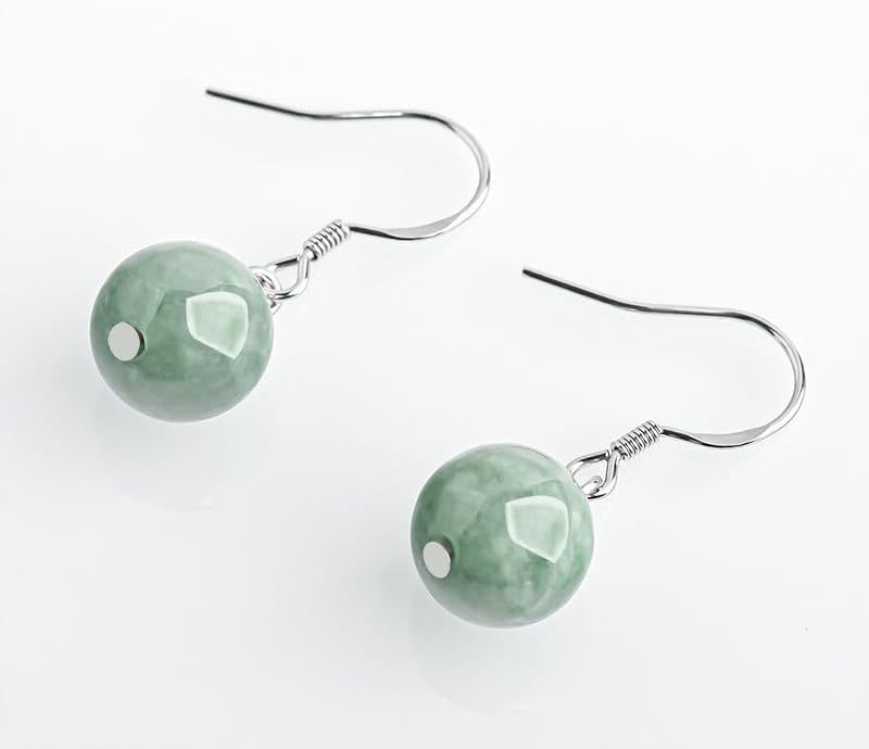 Gixaxak Jade Round Jadeite Earrings S925 Silver Inlaid Jade Fashion Women's Earrings Hetian Jade Earrings Jade Sterling Silver Post Earrings for Sensitive Ears Crystal Stud Earrings Green Earrings - Image 6