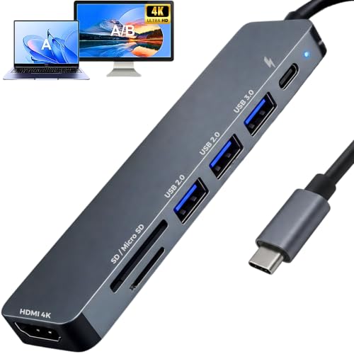 Hub USB-C 3.0 Extensor Adaptador Multifunções 7 em 1 - Estrura em Alumínio