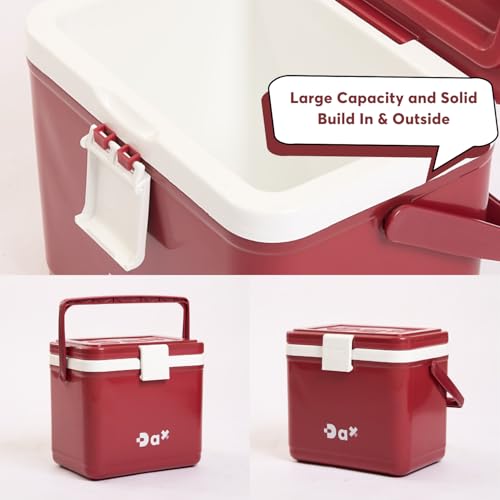 DA 12/26 Quart Small Portable Hard Cooler Ice Chest with Carry Handle, Keep Cool Up to 72 Hours, Lightweight Insulated Cooler for Lunch, Picnics, Camping, Travel (12QT Burgundy) by DA - Image 4