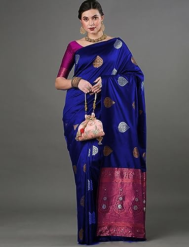 Image of Flosive Women's Mix Color Kanjivaram Silk Saree With Blouse