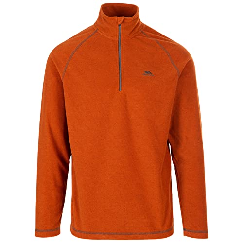 Trespass Mens Fleece Pullover Keynote - Contrast Trims, 1/2 Neck Zip, Brushed Back, Knitted, 100% Polyester Burnt Orange