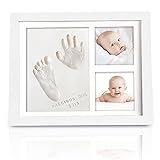 Baby Handprint Footprint Keepsake Kit - Baby Prints Photo Frame for Newborn - Baby Nursery Memory Art Kit Frames - Baby Shower Picture Frames for Baby Registry Boys,Girls (Alpine White)