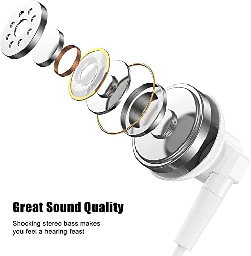 OIIAEE Earphones, Wired Earbuds with Built-in Microphone and Volume Control, High Definition and Pure Sound, Lightweight In-Ear Headphones Earphones Compatible with Most 3.5mm Deviecs Jack